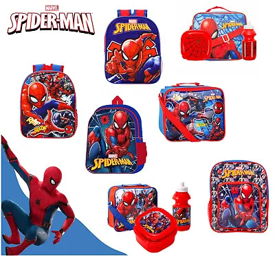 Marvel Spiderman Character Kids Boys Junior Backpack School Travel Lunch Bag • £9.99