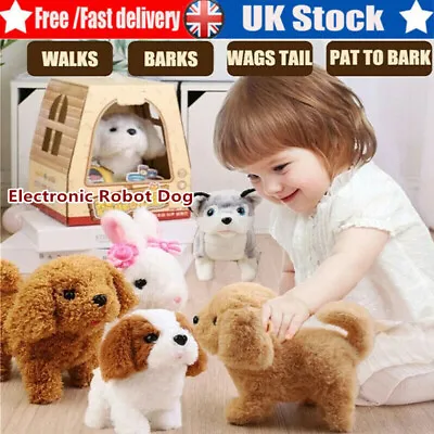 Fluffy Plush Walking & Tail Wagging Dog Toy Electronic Pet Puppy Barking Robot • £11.45