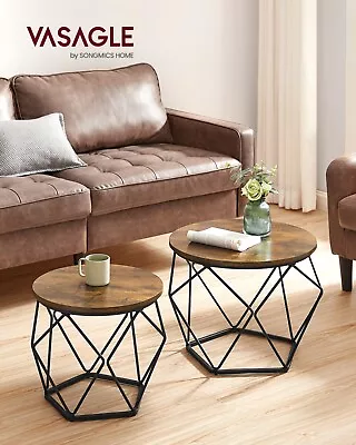 Set Of 2 Round Side Tables Coffee Tables Side End Tables For Living Room • £39.99