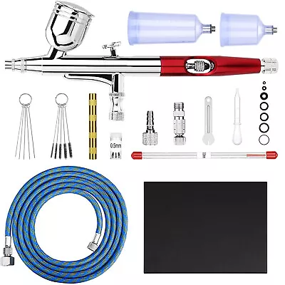 Dual Action Gravity Feed Airbrush  Spray Gun Set Craft Paint 0.3 & 0.5mm Needles • $36.78