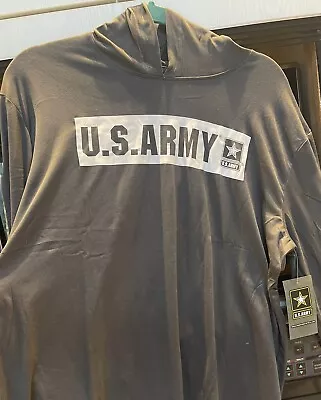US Army Licensed Grey  Long Sleeve T Shirt With Hood Large Unisex New NWT • $15.99