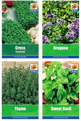 £3.96 • Buy HERB COLLECTION Deluxe SEED PACKETS - CRESS, OREGANO, THYME, SWEET BASIL