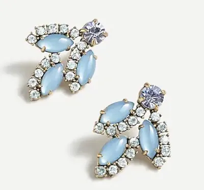 J.Crew CRYSTAL LEAF STUD EARRINGS! Sold Out! ALUMINUM BLUE • $29