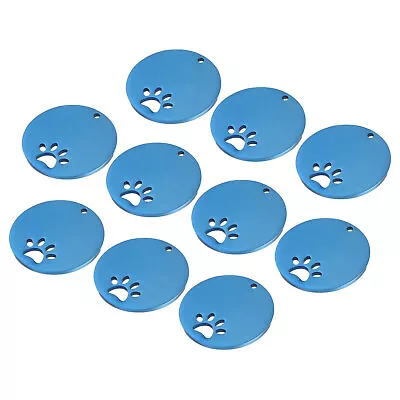 Metal Dog Paw Tags Stamping 1.18 X1.18  Blue Blank Tags DIY Engraving 10pcs • $15.66