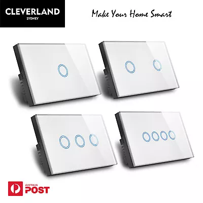 Au Stock Touch Glass Light Switch 1 2 3 4 GANG Wall Light Switch Glass Panel LED • $34.90
