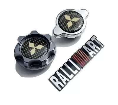 Mitsubishi Oil Cap + Radiator Cap Carbon Fiber Eclipse Mirage Lancer Evo  Jdm  • $36.95