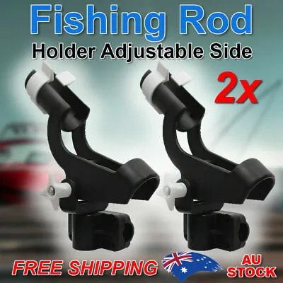$31.40 • Buy 2x Fishing Rod Holders Boat Mount Rack Kayak Adjustable Side Tackle Black Marine