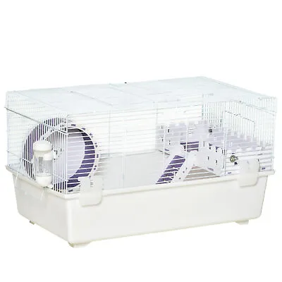 PawHut 2 Tier Hamster Cage Rodent House With Exercise Wheel Water Bottle Ladder • £34.99