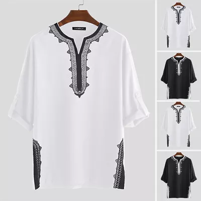£12.20 • Buy Mens Long Sleeve African Dashiki Ethnic Shirts Vintage  Hippie Party Blouse Tops
