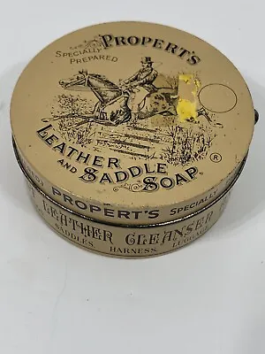 Vintage Properts Leather And Saddle Soap Western Advertising Tin Box  • $12.99