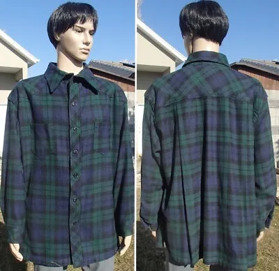 Vtg 70s Handmade Western WOOL CRUISER Coat Plaid Mackinaw Chore Jacket XL 2XL • $79.20