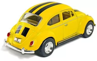 New Kinsmart Volkswagen Beetle VW Bug W/ Stripes Diecast Model Toy 1:32 Yellow • $8.98