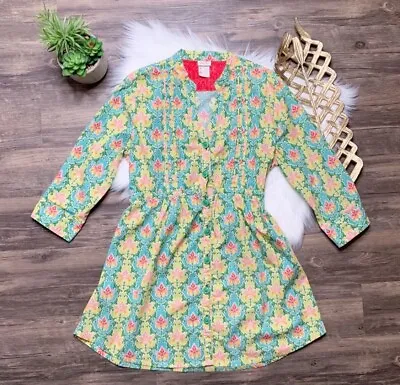 Matilda Jane Sz S Womens Button Down Shirt Mini Dress Tunic Top Floral Print • $39.08
