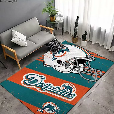 Miami Dolphins Soft Area Rugs Living Room Floor Mats Anti-Skid Area Rugs Carpets • $19.94