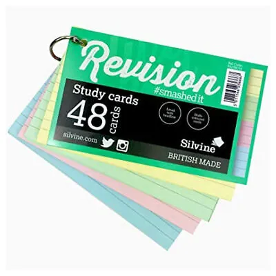 £2.79 • Buy Silvine Luxpad Assorted Colour Study Cards 5 X 3  Lined 48 Revision Index Cards