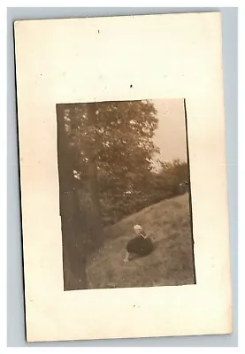 Vintage 1910's RPPC Postcard Photo Of Man In Sailor's Outfit Sitting On Hill • $15.97