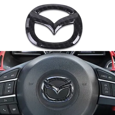 Carbon Fiber Car Steering Wheel Emblem Logo Badge For Mazda 3 6 CX-3 CX-5 CX-9 • $11.99