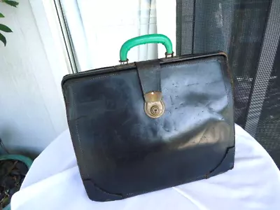 Vintage Retro  Mens Black Leater Briefcase 1960's • $24.99