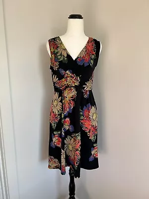 Basque Petites Women’s Sleeveless Black Dress Strech Size 12 Floral Prints • $22.88