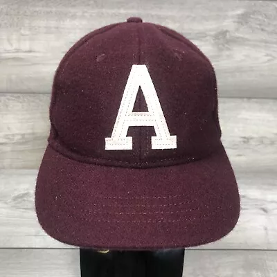 H&M Wool Snapback Hat Cap Adults One Size Burgundy A Logo • £9.95