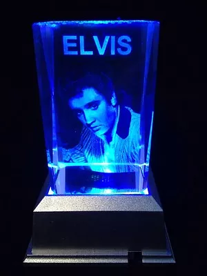 Elvis Presley- 3D Laser Crystal Block With LED Base • $10.50