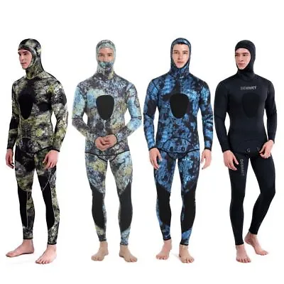 3mm Camouflage Wetsuit Long Sleeve Hooded 2 Pieces Suits For Men Waterproof Warm • $140.25
