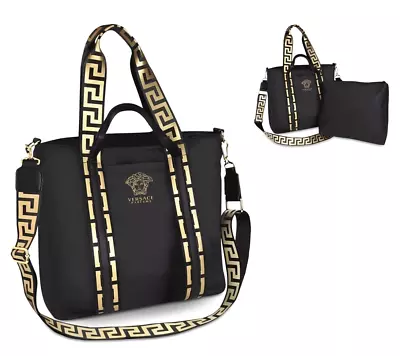 Versace Bag Black Tote Shoulder Purse Perfume Promo 2pc Bag New • $86