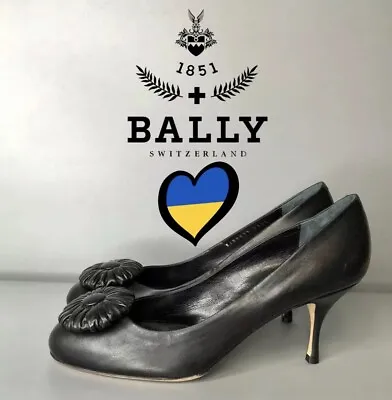 Bally Womens Black Leather Heels Pump Wirma Lamb Nappa Luxury EU 39 US 9  • $149