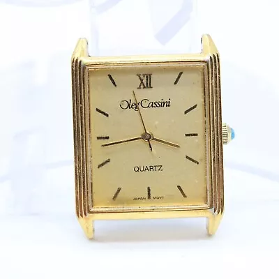 Vintage Oleg Cassini Watch Womens Gold Tone Stainless Steel Classic Square Dial • $11.99