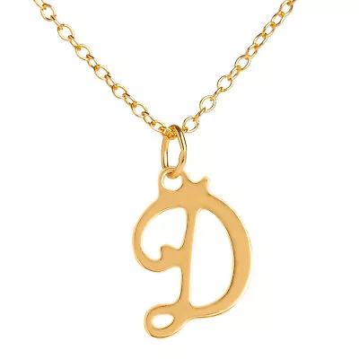 9ct Gold Necklace Letter Gift Pendant Initial With 16'' Trace Chain Charm A-Z • £49.99