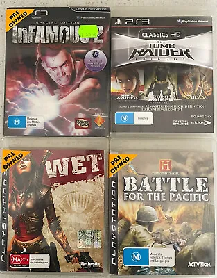 PS3 Games Bundle ( Infamous 2 Wet Battle For The Pacific  Tomb Raider Triple) • $74.95