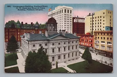 Portland Hotel N.W. Bank Meier Frank Building Portland Oregon Postcard • $3.62