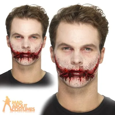 Latex Stitched Smile Prosthetic Make Up FX Halloween Scars Fancy Dress  • £5.99