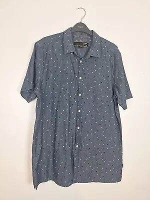 Merc London Shirt Fairby Blue Spotty Short Sleeve Casual Size XL 100% Cotton B • £10.99