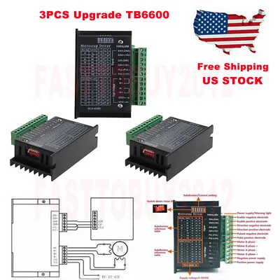 3pcs TB6600 Stepper Motor Driver Controller 32 Segments Micro-step CNC 2/4 Phase • $39.99