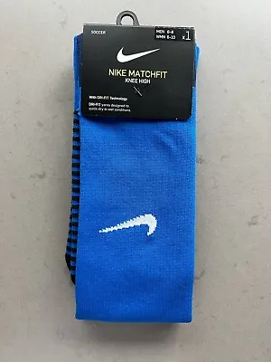 Nike MatchFit DRI-FIT Knee High Soccer Socks Over The Calf Blue Size Mens 6-8 • $11.30