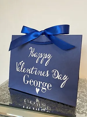 £3.25 • Buy Personalised Valentines Day Gift Bag Box With Ribbon Tie Personalised Name SMALL