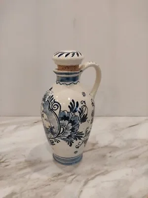 BOLS Delft Blue Holland Hand Painted Numbered Pitcher With Corked Stopper 7 Inch • $22