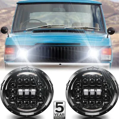 For 1970-1995 Land Rover Range Rover Classic DOT 7  Round Black LED Headlights++ • $104.99