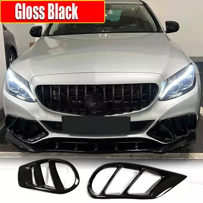 Fit For Benz W205 C250 C43AMG 15-18 Front Fog Light Grill Cover Glossy Black • $151.99