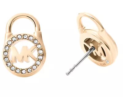 MICHAEL KORS Gold Tone Pave Padlock Stud Earrings MKJ7410710 MKJ7410 Lock NEW • $32