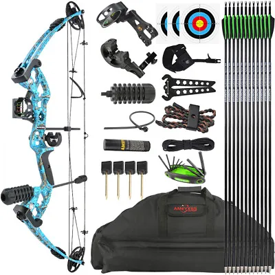 30-55lbs Compound Bow Adjustable 310fps Fishing Hunting Archery Target Shooting • £149.38