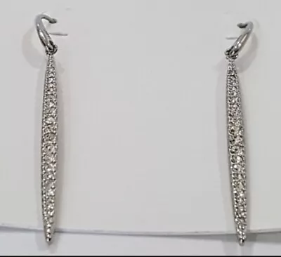 Michael KORS Silver Swarovski Crystal Bar Matchstick Dangle Earrings NWOT • $28.99