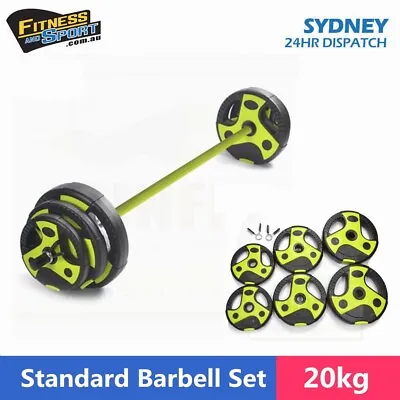 20kg Aerobic Adjustable Barbell Set Tri Grip Plate Weight Strength Fitness Gym • $118.50