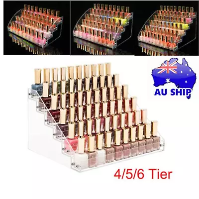 Acrylic Nail Polish Varnish Organiser Holder Desk Storage Stand Display Rack AU • $21.69