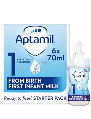 Aptamil 1 First Baby Milk Formula Starter Pack Ready To Use From Birth 70ml X 6 • £13.95