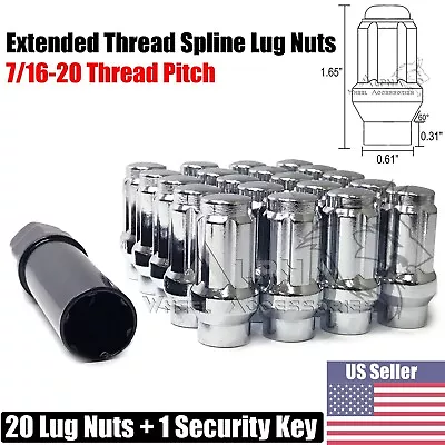 20Pc 7/16-20 Spline Extended Thread Lug Nuts For Chevy Pontiac Buick Oldsmobile • $22.95
