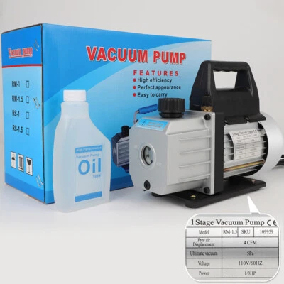 $79.79 • Buy 4CFM Single Stage Vacuum Pump 1/3HP Rotary Vane HVAC Refrigeration AC Air