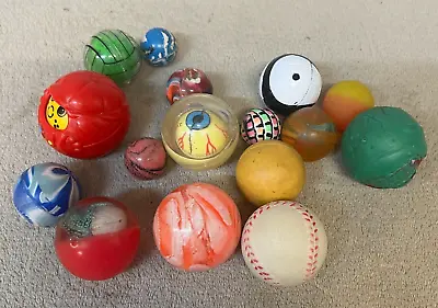 Lot Of 16 Vintage Toy Balls Super Marbled Novelty More Rubber & Plastic [A8] • $11.95