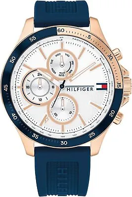 Tommy Hilfiger 1791778 Men's Blue Silicone Band Watch 46mm • $155